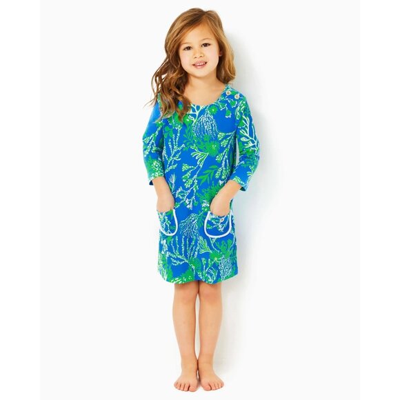 Lilly Pulitzer Girls NWT XL 12-14 Mackenzie Dress Briny Blue A Bit Salty - Picture 1 of 7